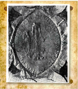 Fotografía del sello de la Universidad Real y Pontificia de Caracas, utilizado hasta el año 1828.